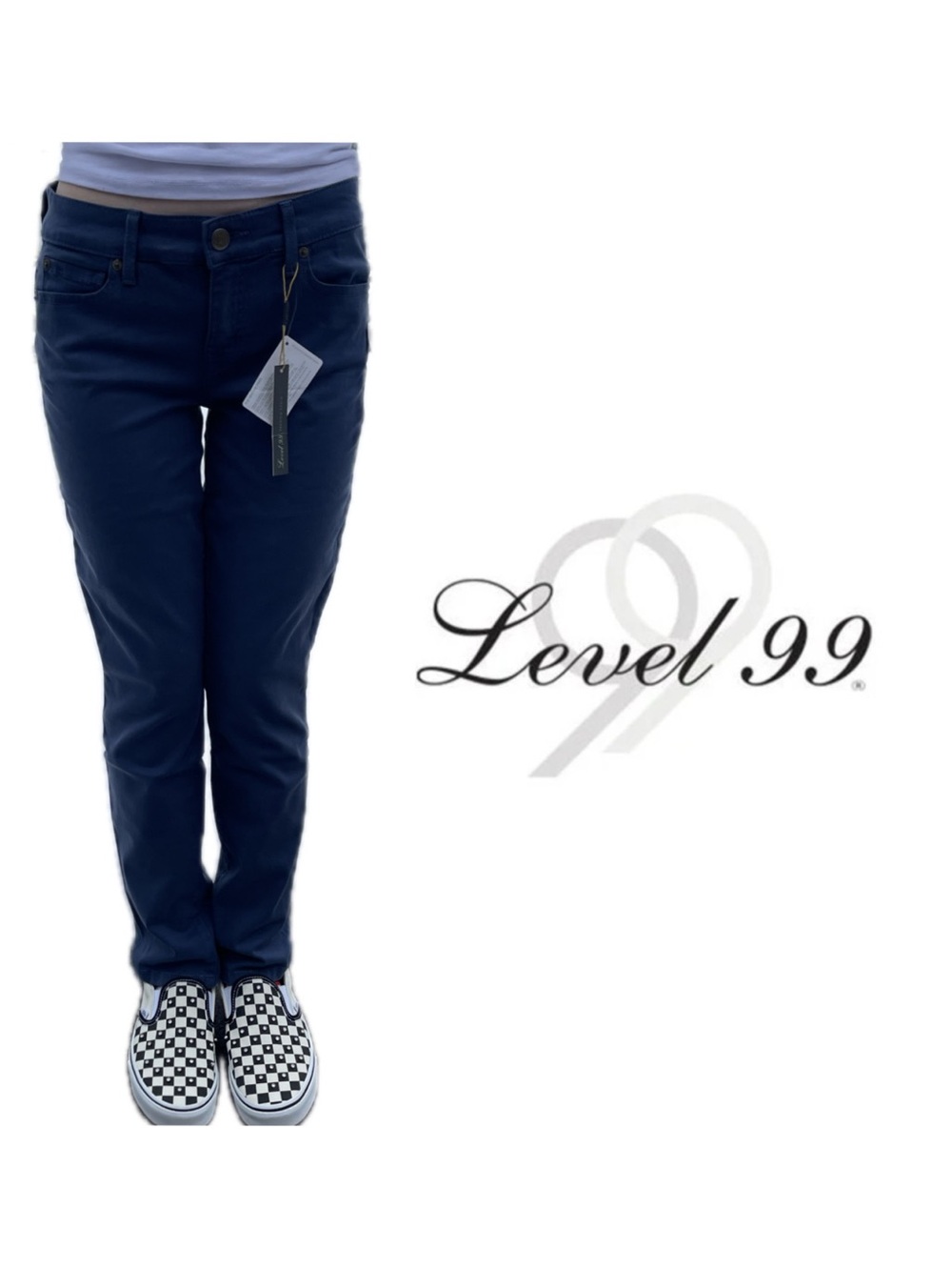 NWT Level 99 Stitchfix Navy Ankle Skinny Straight Sateen Stretch Giovanni Pants